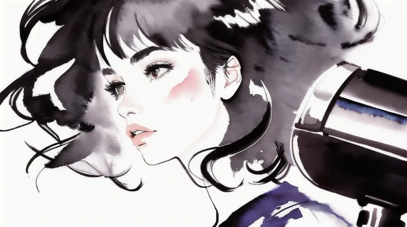 ドライヤーの風圧で前髪の自然な流れと空気感を作るプロの技