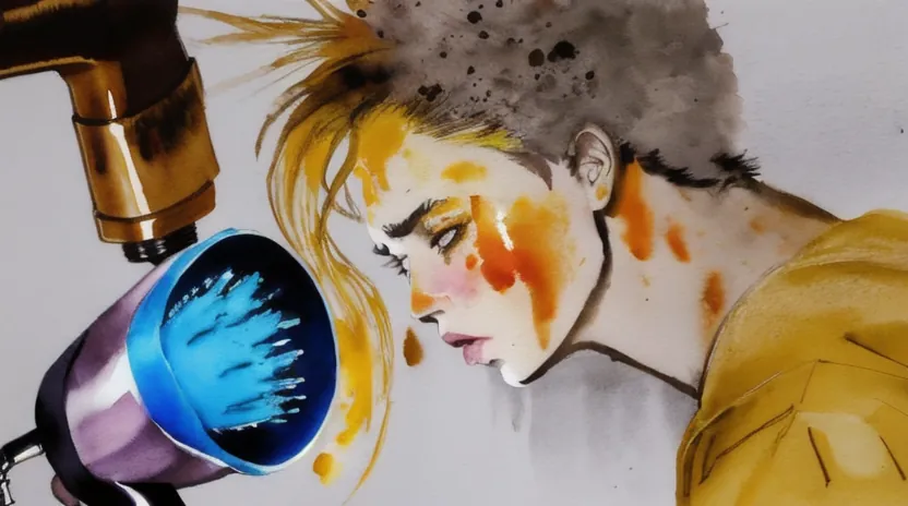 ドライヤーの熱による褪色と黄ばみの進行