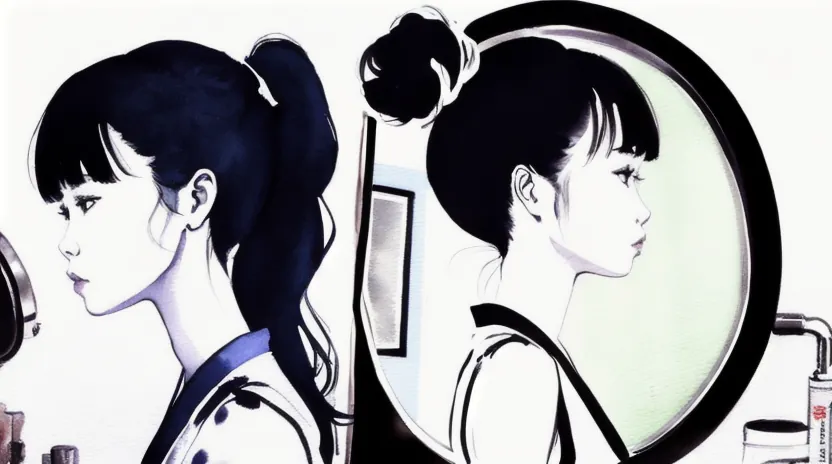 ポニーテールとのバランスを決める前髪の量感調整ブロー