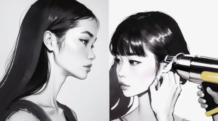 ドライヤーの風は上から下へ!産毛を落ち着かせる基本のブロー