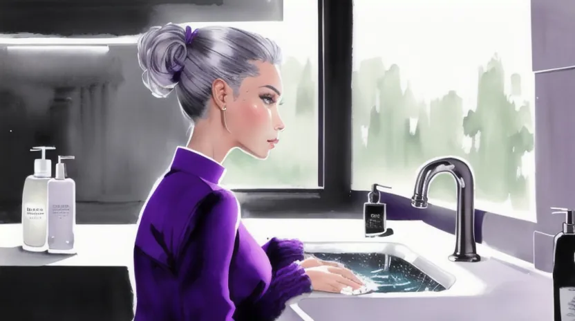 白髪特有の「黄ばみ」を抑える紫シャンプーの役割